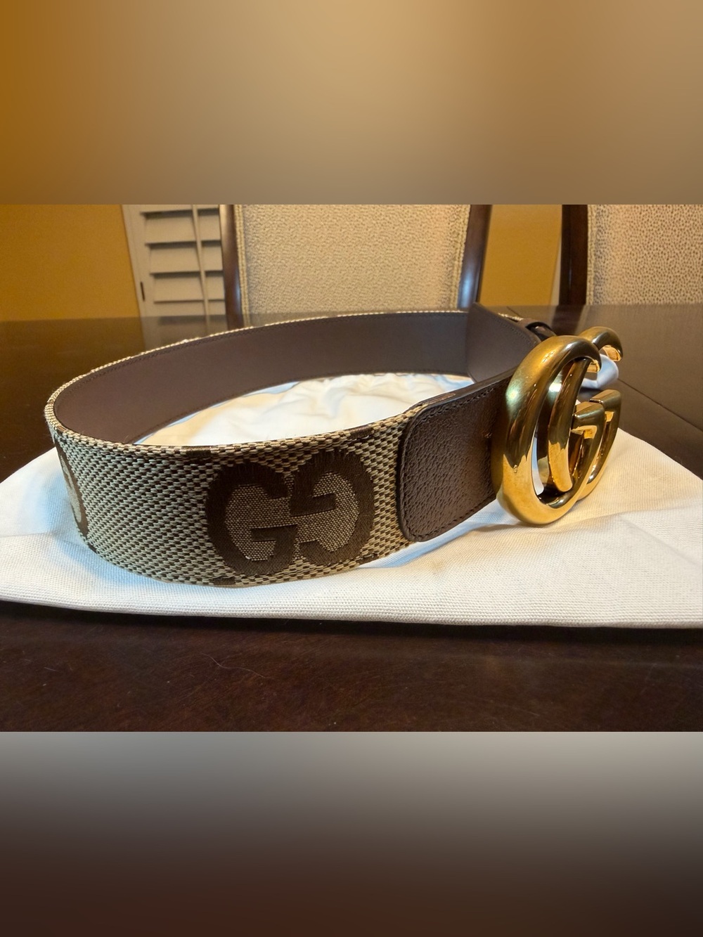 New Gucci GG Supreme Jumbo Logo Belt Brown Size 46 / 115 cm Fits Waist 42 - 46 - Picture 13 of 13